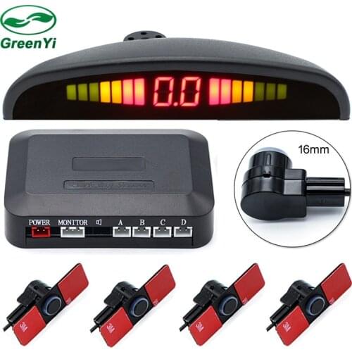 GreenYi Auto Reverse Backup Flat Radar Detector System with LED Display Monitor 16mm Original Car Flat Parking Sensor 6 Colors
