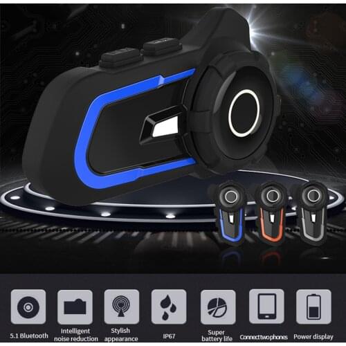 Motorcycle Helmet BT Headset Intercom with FM Radio Waterproof Helmet Intercom Motorcycle Communication Syste Hands-free Calls