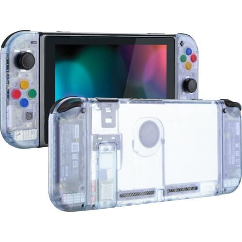 EXtremeRate Glacier Blue Console Back Plate Controller Housing Shell Case with Buttons for NS Switch Console & JoyCon