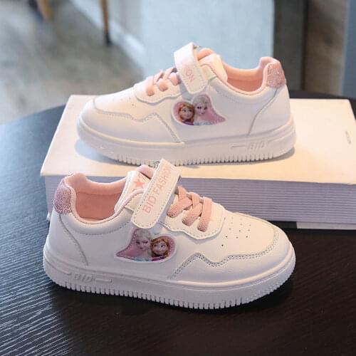 Childrens Real Soft Leather Elsa and Anna Shoes 2021 Spring and Autumn New Sports Shoes Girls Shoes Elementary School Shoes
