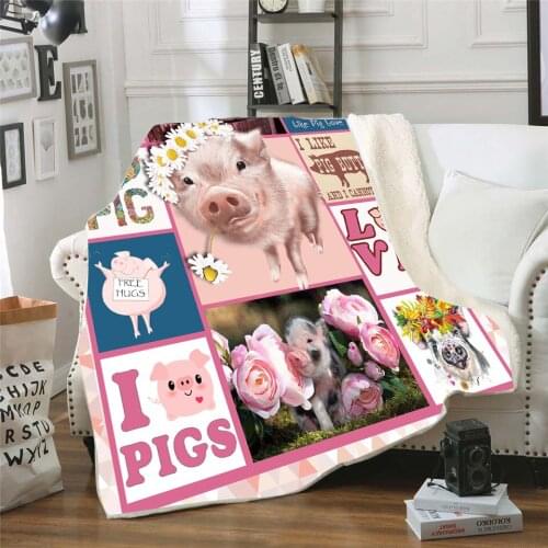I Love Pigs 3d printed fleece blanket for Beds Hiking Picnic Thick Fashionable Bedspread Sherpa Throw Blanket