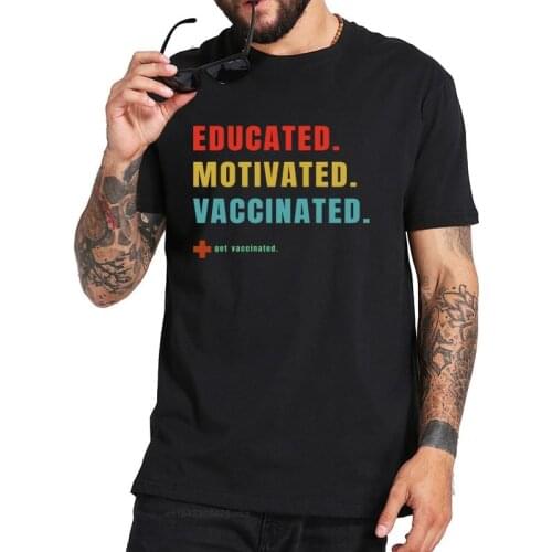 Vaccinated Vaccine Pro Vaccination Immunization T Shirt Natural Cotton Tshirt Pure High Quality Short Sleeve Camisetas