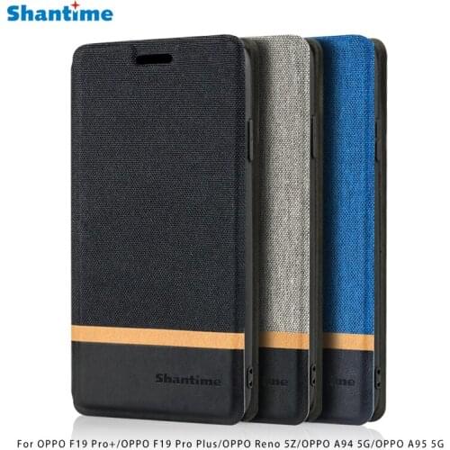 Canvas PU Leather Phone Case For OPPO F19 Pro Plus Flip Case For OPPO Reno 5Z OPPO A94 5G A95 5G Case Soft Silicone Back Cover