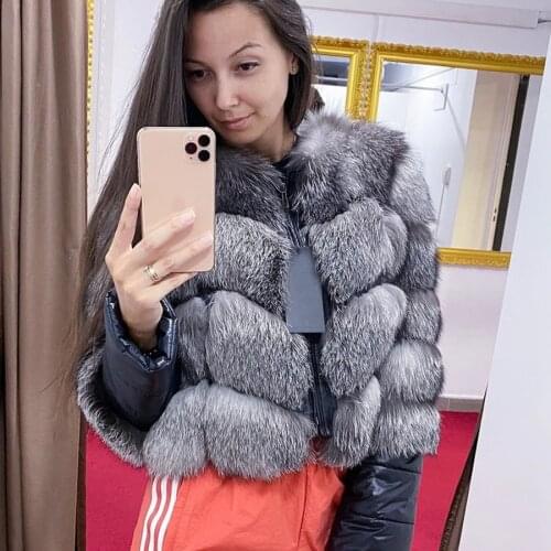 Best Selling Cropped Fur Coat Natural Fox Fur Jacket Women Winter Fashion Warm Overcoat With Detachable Down Sleeves
