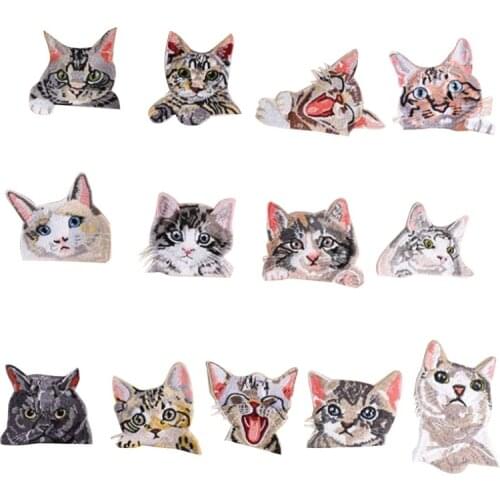 Small Cute Animal Iron-on Patch Embroidered Good Quality Pocket Cat Patches Sticker Clothing DIY