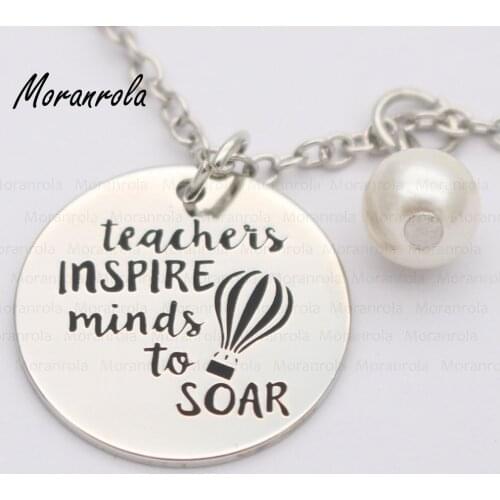 New arried " teachers inspire minds to soar"Copper necklace Keychain,charm Hand-Stamped Jewelry teacher day gift Graduation
