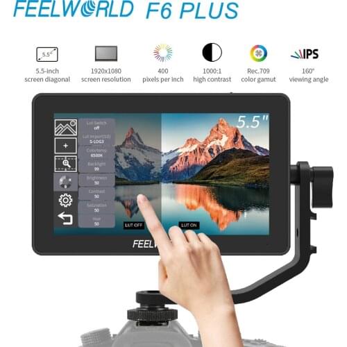 FEELWORLD F6 PLUS 4K Monitor 5.5 Inch on Camera DSLR 3D LUT Touch Screen HDMI IPS FHD 1920x1080 Video Focus Assist Field Monitor