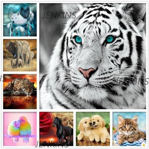 Jenkins Animals Tiger Fox Diamond Embroidery Kit Mosaic Painting Diy Children Gift 5D Diy Diamond Painting Full Round Diamond