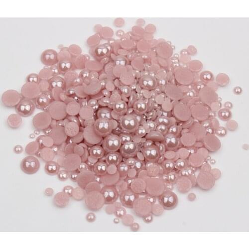 New sale Mix Size Ceramic Rhinestones Lt purple Half Round Pearls 1000pcs/lot for DIY Nails Art Garment free shipping