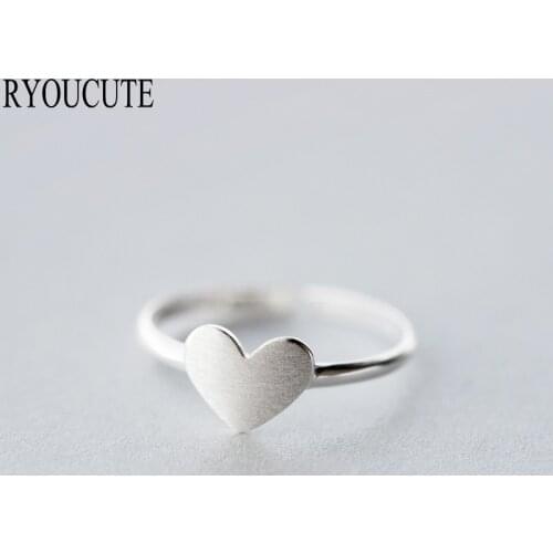 New Silver Color Heart Rings for Women Adjustable Size Finger Rings Fashion Wedding Jewelry