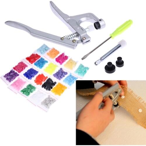 T5 Plastic Resin Snap Button Installation Tool Sihetun Buckle Hand Pressure Clamp + 300Pcs Plastic Buckles Button Clamp Pressure