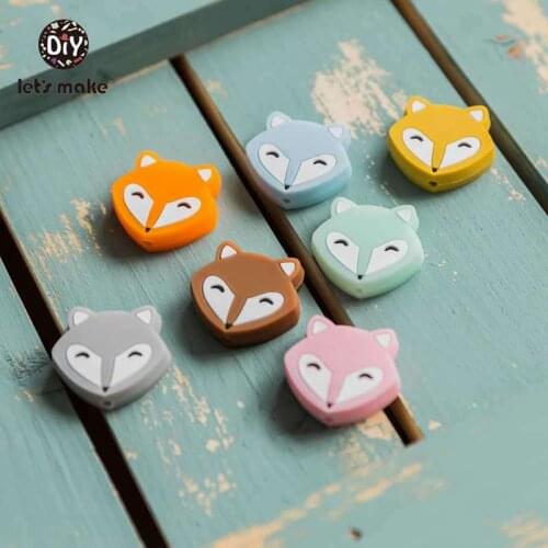 Presale 5pc Silicone Beads Mini Fox Head Shape Food Grade Silicone Teething Necklace Tiny Rod Accessories BPA Free Baby Teethers
