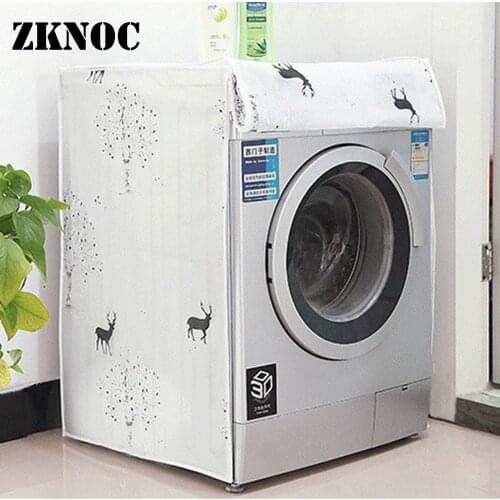 Front Loading Transparent Washing Machine PEVA Dust Dirt Floral Printed Cover Waterproof Sunscreen Organizer for Drum Type