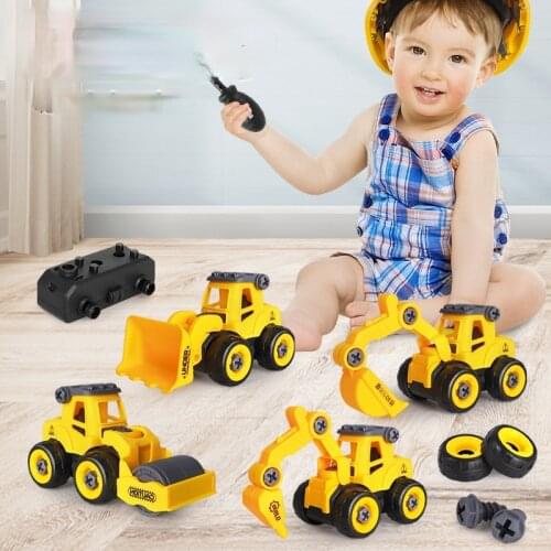 Disassembly truck excavator car educational childrens toys assembled DIY removable car nut assembly Mining