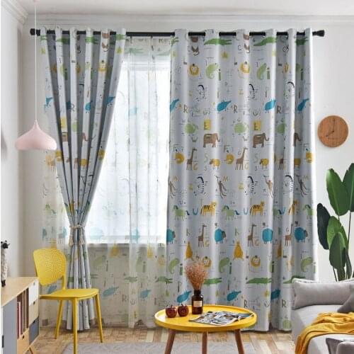 Cartoon Animal Printed Curtains For Kids Children Boys Cat Zebra Cute Blackout Window