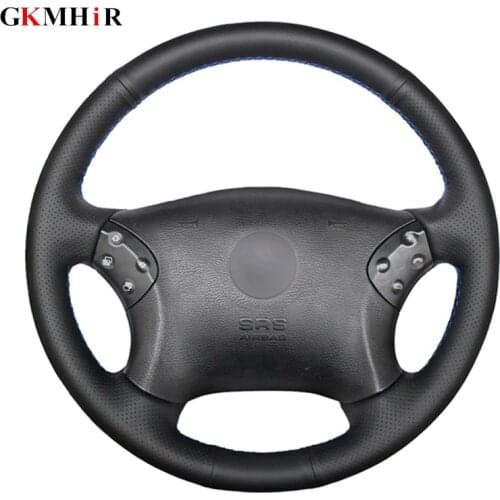 DIY Hand-stitched Black Soft Artificial Leather Car Steering Wheel Cover for Mercedes Benz W203 C-Class 2001-2007