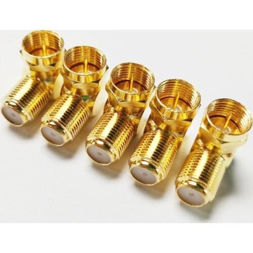 High Quality Right Angled F-Type F Male to F Female 90 Degree Coax TV Cables & Connectors Adapter Gold Plated/Free Shipping/5PCS