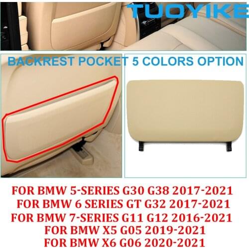 5 Colors Car Seat Backrest Leather Pocket Cover Replacement For BMW 5 / 6 / 7-Series X5 X6 G30 G38 G32 G11 G12 G05 G06 2016-2021