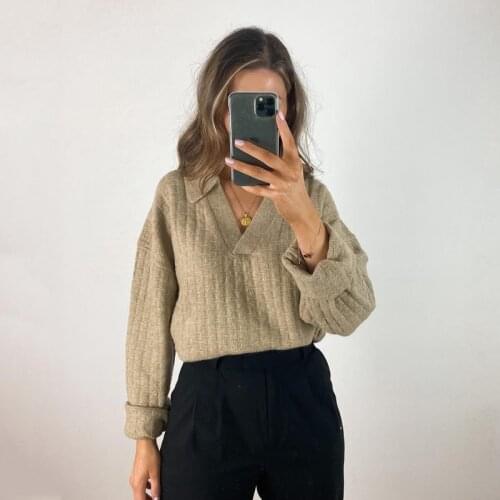 Ardm Za 2020 Woman Sweaters V Neck Plaid Vintage Pullover Women Dropped Sleeve Texture Winter Pull Femme Chic Tops Jumper Women