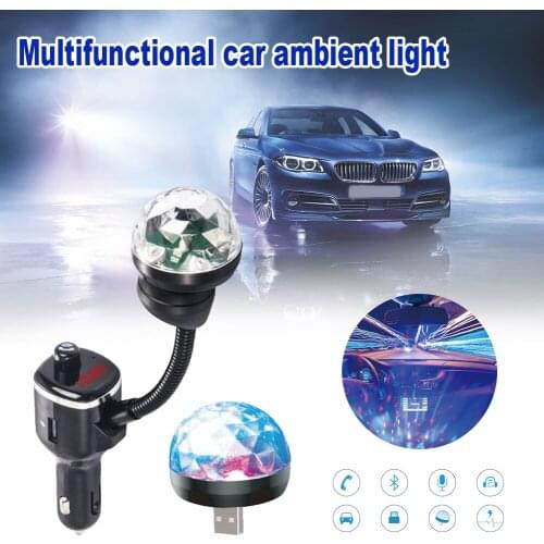1Pcs Car Atmosphere Light Starry Sky Disco Light with Dual USB Charger MP3 Player Bluetooth version 5.0+EDR Car accessories
