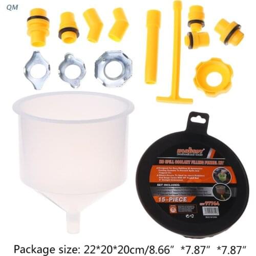 15Pcs/set Plastic Filling Funnel Spout Pour Oil Tool Spill Proof Coolant Filling Kit Dropshipping