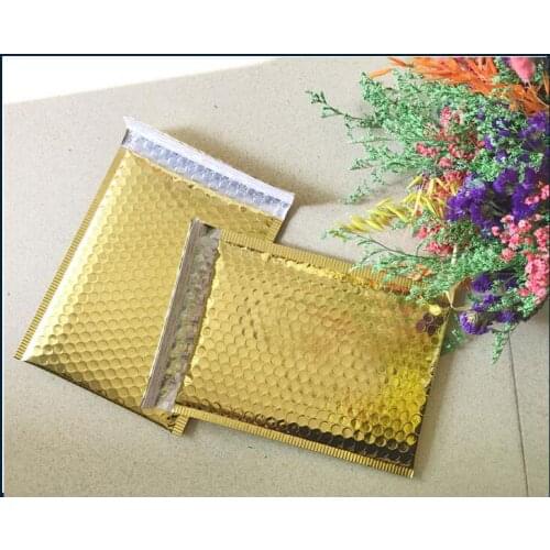 18*23cm Gold Poly Bubble Mailing Mailer Shipping Padded Envelopes Bags Thicken gold Shockproof CourierBubble Envelope Pouch