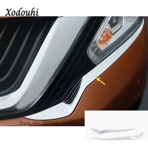 For Nissan Murano 2015 2016 2017 2018 car body eyebrow front head light lamp detector frame stick cover trim hood Molding 2pcs