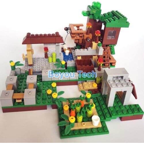 2 in 1 The Fram & Tree House Model Building Brick Block Mine toys Game Toy Children DIY Education Boys Gift