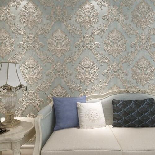 3 Style Wallpaper For Walls European D Vintage Non Woven Wallpaper Rolls Blue Damask Wall Paper Floral For Bedroom Living Room
