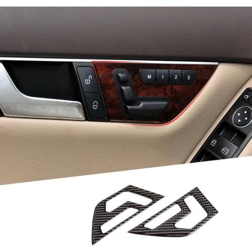 Soft Real Carbon Fiber Car Seat Button Frame Trim for Mercedes benz C Class W204 2007-2013 Accessories for LHD vehicles