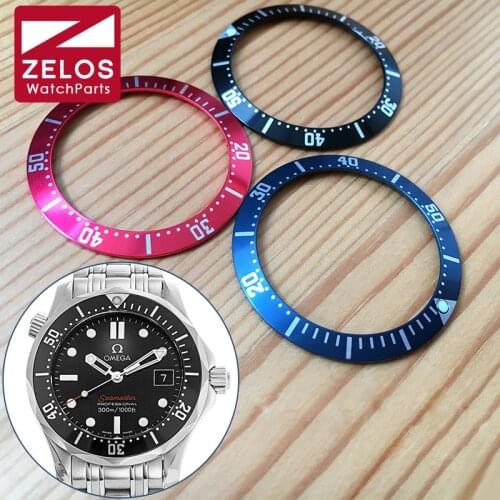 33.15mm Luminous Aluminum watch bezel insert wheel for mens OMG sea-master automatic watch case parts 212.30.36.20.01.001