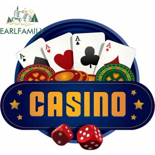 EARLFAMILY 13cm x 9.2cm Casino Car Stickers Vinyl JDM Bumper Trunk Truck Graphics Waterproof Anime 3D DIY RV VAN Fine Decal