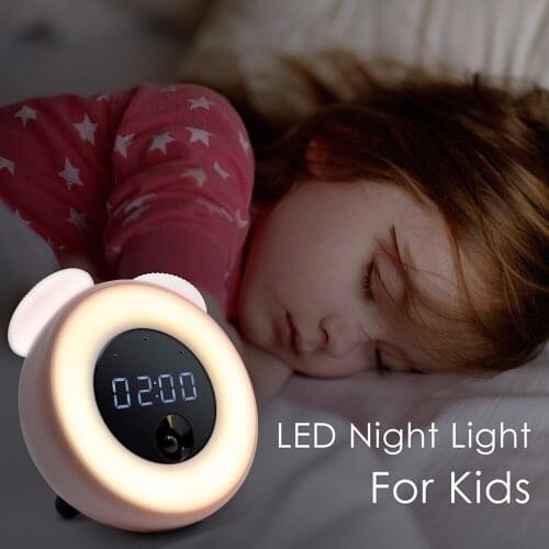Alarm Clock LED Night Light for Kids Bedroom bedside Lamp PIR Sensor Digtal Alarm Clock with Snooze Wake Up Light Touch Control