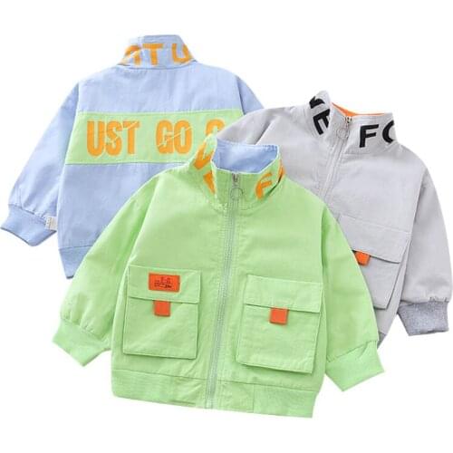 Children Spring Autumn Trend Clothing Girls Casual Jacket Solid Color Letters Vitality Tops Boys Fashion Coat Kids Outerwear