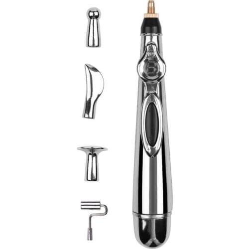 Electronic Accupuncture Massage Pen with 5 Massage Head Meridians Laser Energy Point Pen Massager Pain Relief Massage Tool