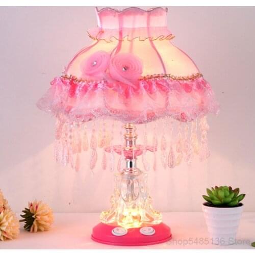 European Pink Crystal Table Lamps for Living Room Bedroom Study Desk Lamp Home Lighting Wedding Decoration Stand Light Fixture