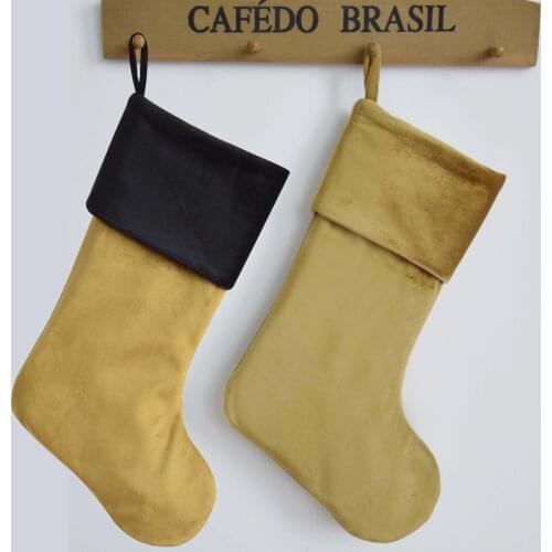 Ginger Velvet Body, black decoration Cuff,Christmas Stocking Xmas Tree Decor Festival Party Ornament