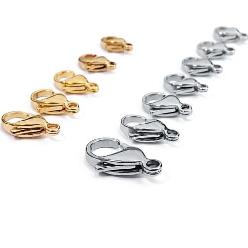 50pcs Gold and Silver 12mm Metal Lobster Clasp Hooks End Connectors For Jewelry Making Findings Necklace Bracelet DIY