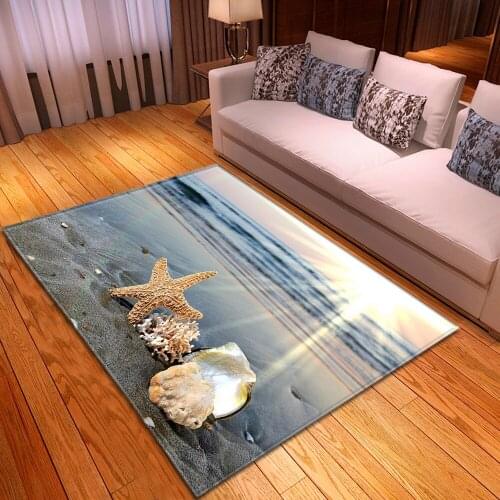 Creative Sea Beach 3D Printed Carpet Hallway Anti-Slip Doormat Kids Play Crawl Floor Large Mat/Rug Child Carpets Bedroom Decor