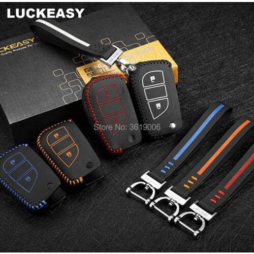 Luckesy leather key cover for Toyota Highlander RAV4 2015-2017 car key case holder