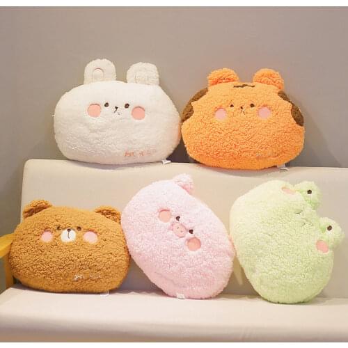 35CM Kawaii Plush Animals Pillow Soft Cute Bear Rabbit Frog Tiger Pink Pig Doll Sofa Chair Cushion For Girls Baby Birthday Gifts
