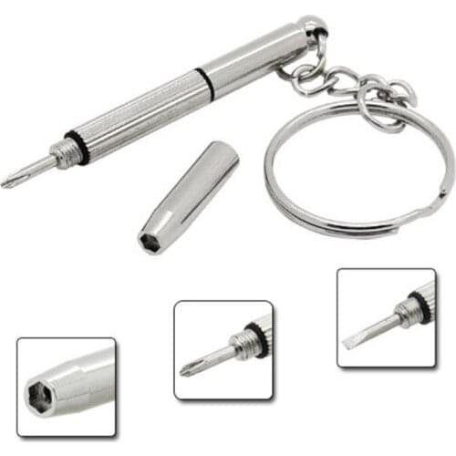 Mini Multi-function Screwdriver Keychain Tool Repair Watch Glasses Portable Utility Tool Key Ring Clasp Buckle Pendant D20