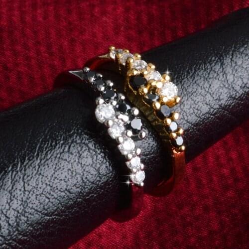 Fashion Black and white mixed color polished high quality stone fashion Plata plated ring women wedding jewelry