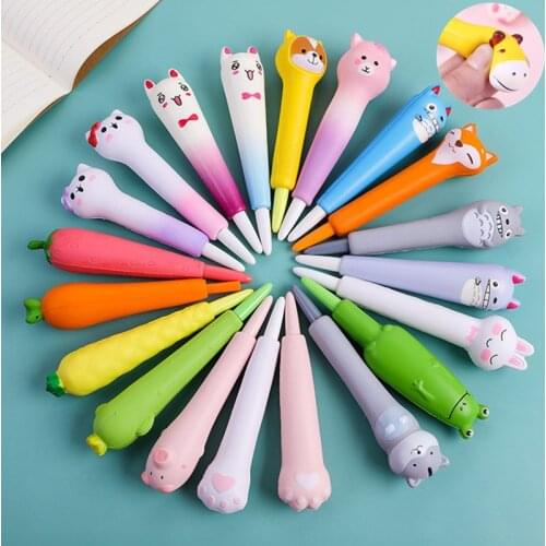 Squishy Kawaii Gel Pen Cartoon Creative Stationery Soft Office Stationery Student School Supplies Cute Stress Relief Pen