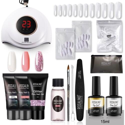 ROSALIND Poly Nail Gel Varnishes Kit Builder Gel For Manicure Soak off Nail Art Extension Need Base Top Need Cured UV LED Lamp