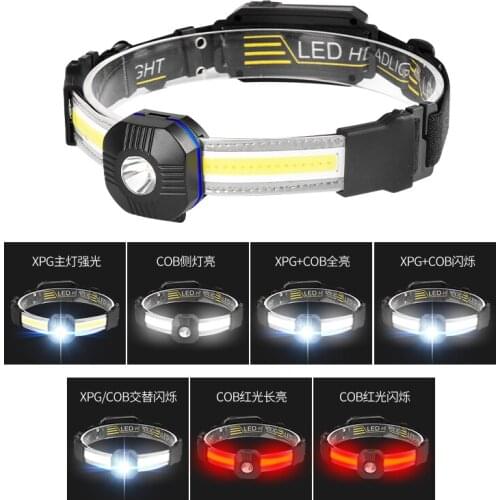 Asafee Night Running Headlamp XPG+COB Built-in Battery TypeC Charging Outdoor Headlight Waterproof Fishing Hunting Camping