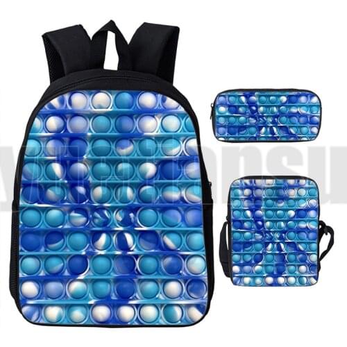 New 3D Print Rainbow Pop It Bag Backpack Anime Teenager Laptop Book Bag 3 Pcs/Set Game Style Pop Fidget Schoolbags Students