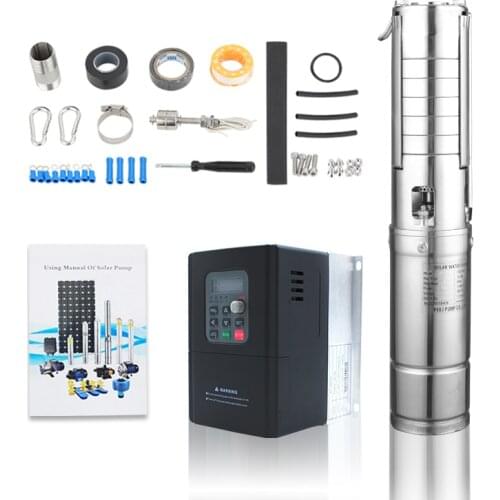 Permanent magnet synchronous motor solar pump submersible pump 7T/h 115m MPPT controller AC380V/DC540V solar&electric pump