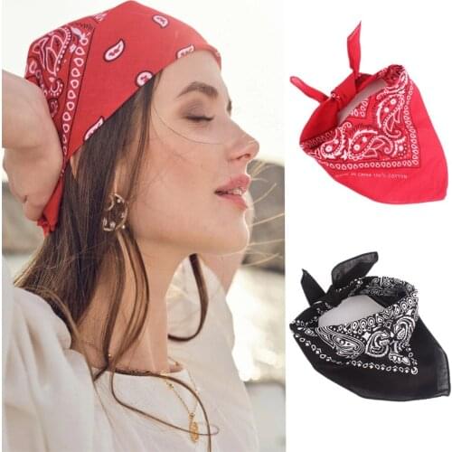 55cm*55cm Cloth Paisley Bandana Headbands Scarf For Women Girls Square Bandanas Hairbands Headwear Rock Cool Hair Accessories