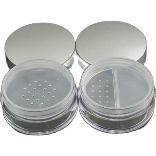 Empty Loose Powder Case 50ml Sliver Cover Honey Powder Pearl Powder Case Cosmetic Container Transparent Loose Powder Box 30pcs